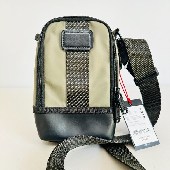 TUMI ROGERS OLIVE AND BLACK EXPANDABLE SMALL CROSSBODY BAG UNISEX $275 - Picture 2 of 9
